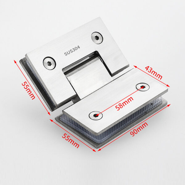 Stainless steel glass shower hinge zinc alloy bathroom clip fittings for 8-12mm
