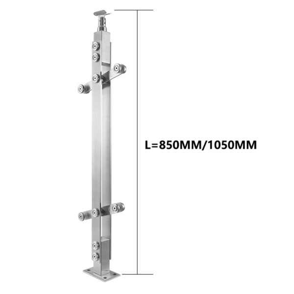 Stainless steel glass balcony post 850mm 1050mm height staircase handrail tube pillar