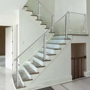 Stainless steel handrail tube polish black glass balcony square pipe baluster post