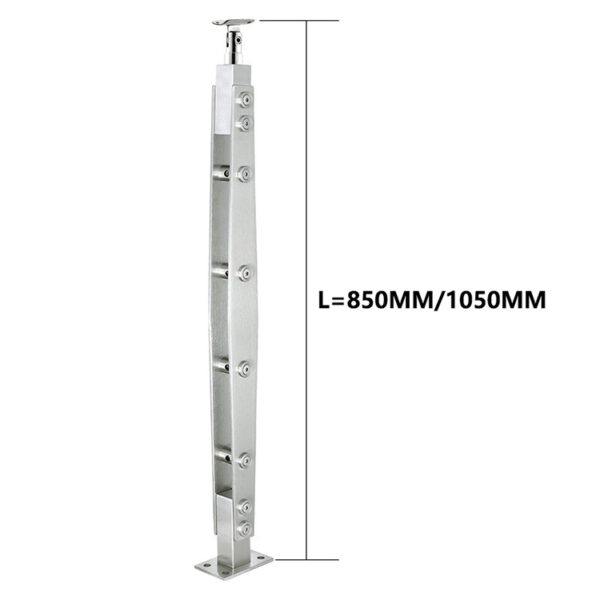 Stainless steel glass balcony post 850mm 1050mm height staircase handrail tube pillar