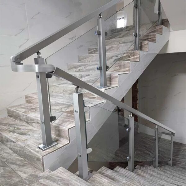 Stainless steel handrail tube polish black glass balcony square pipe baluster post