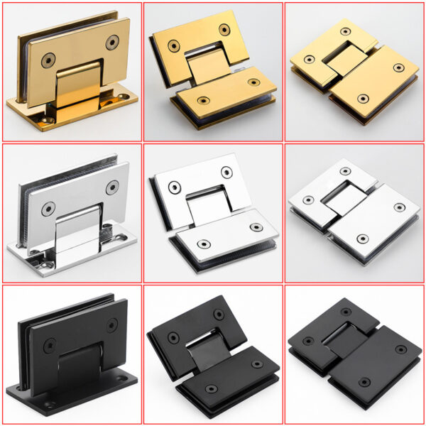 Stainless steel glass shower hinge zinc alloy bathroom clip fittings for 8-12mm