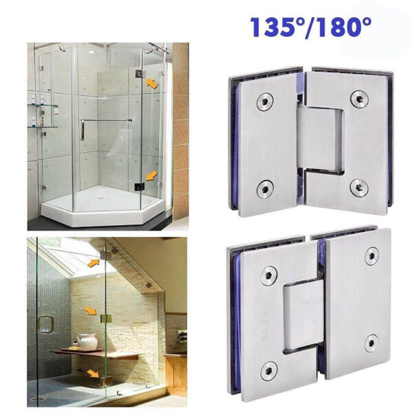 Stainless steel shower hinge zinc alloy glass door clip wall to glass accessories