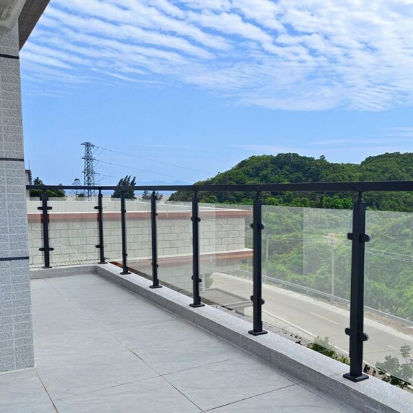 Stainless steel handrail tube polish black glass balcony square pipe baluster post