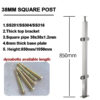 Stainless steel handrail tube polish black glass balcony square pipe baluster post