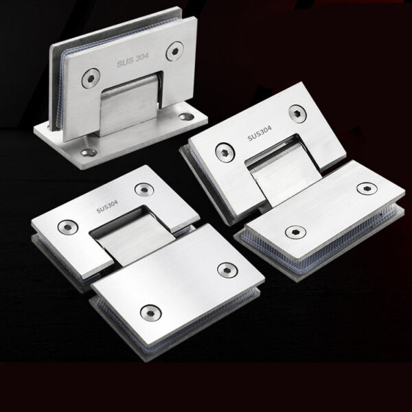 Stainless steel glass shower hinge zinc alloy bathroom clip fittings for 8-12mm