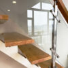 Stainless steel square pipe post on glass balcony railing glass clips